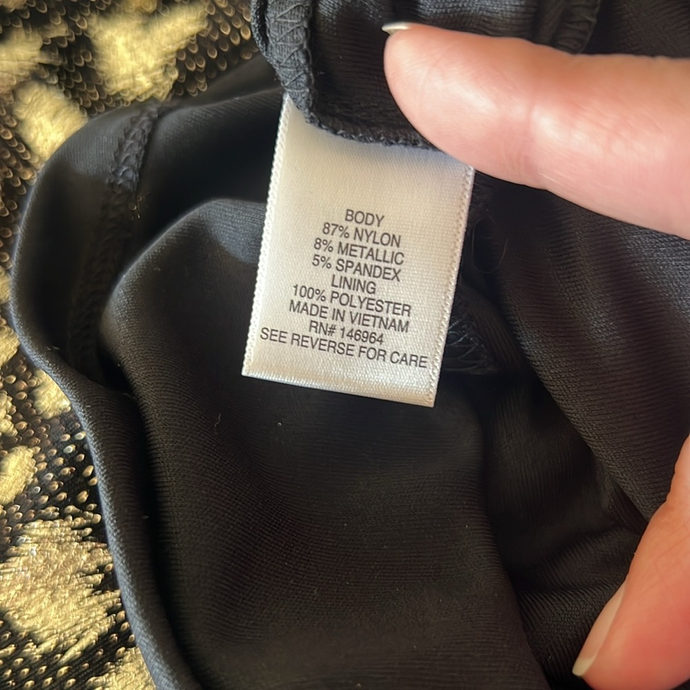 Signature by Robbie Bee Black And Gold Shimmery/Metallic Animal Print Dress XL - Picture 5 of 7